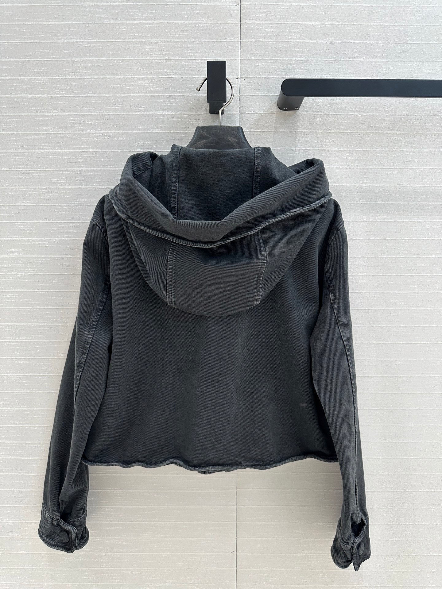 Prada 25 Hooded Short Jacket Smoky Gray Cotton
