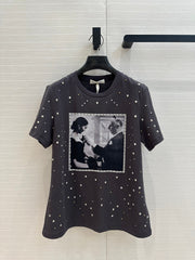 CD 25 Monsieur Dior Patchwork T-shirt Dark Gray Cotton
