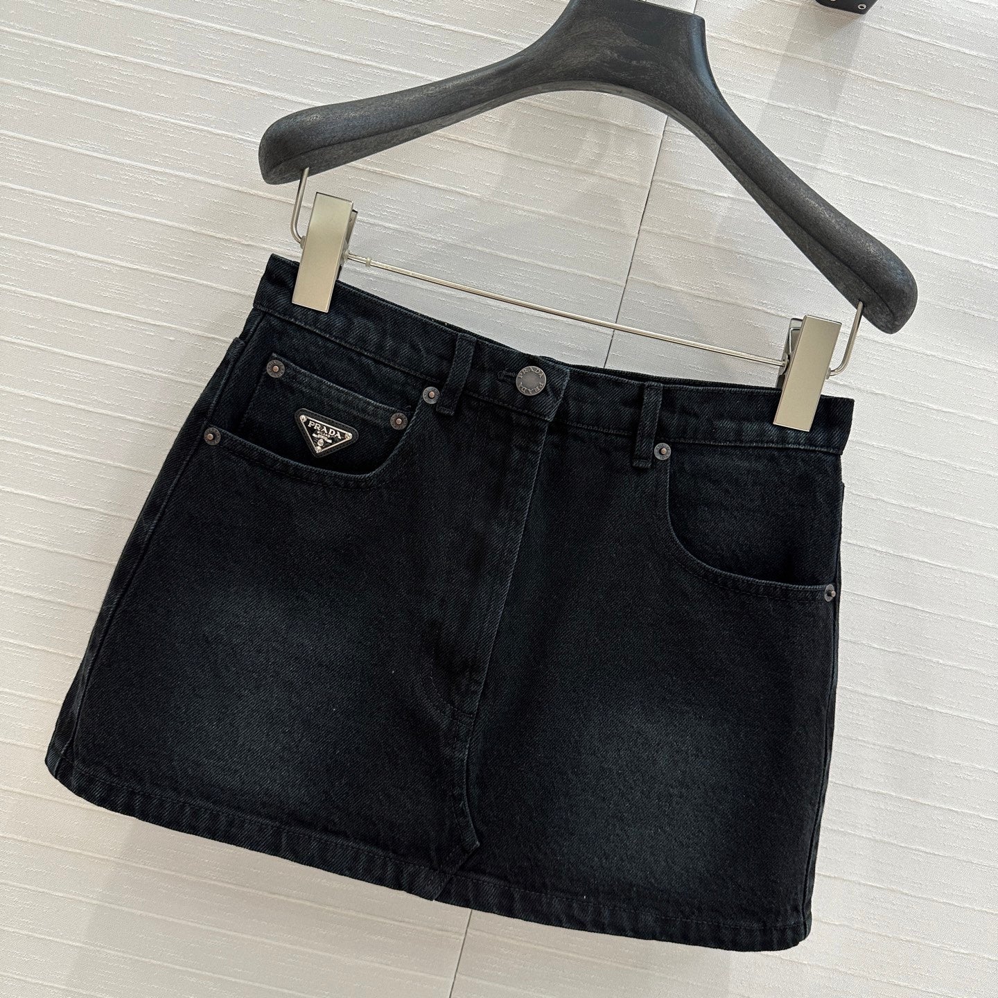 Prada 25 Denim Skirt Black Cotton