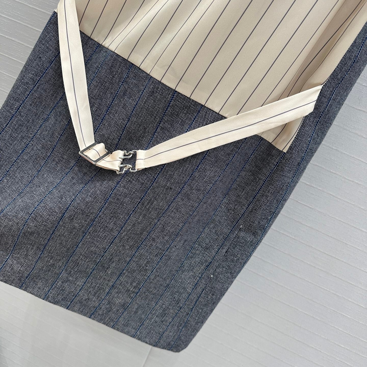 Prada Striped Vest Dress Gray Wool Polyester