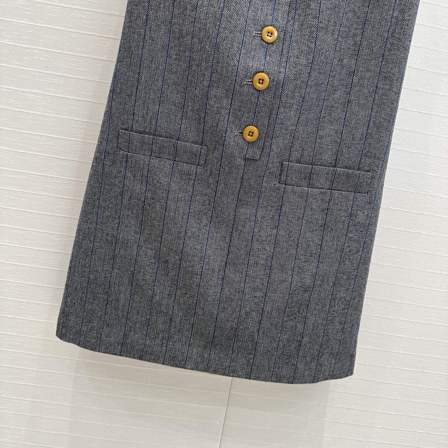 Prada Striped Vest Dress Gray Wool Polyester