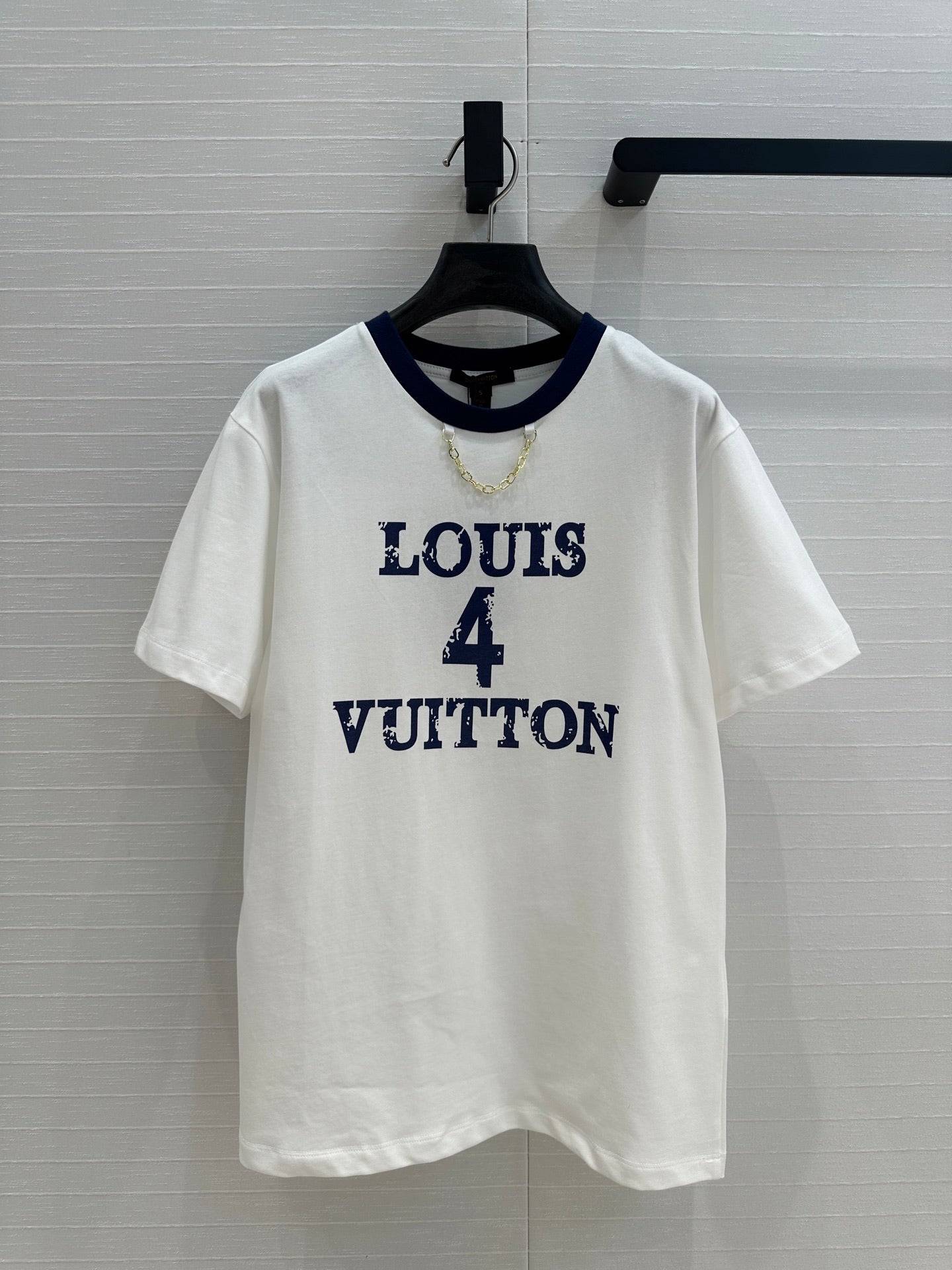 LV T Shirt White Blue Cotton