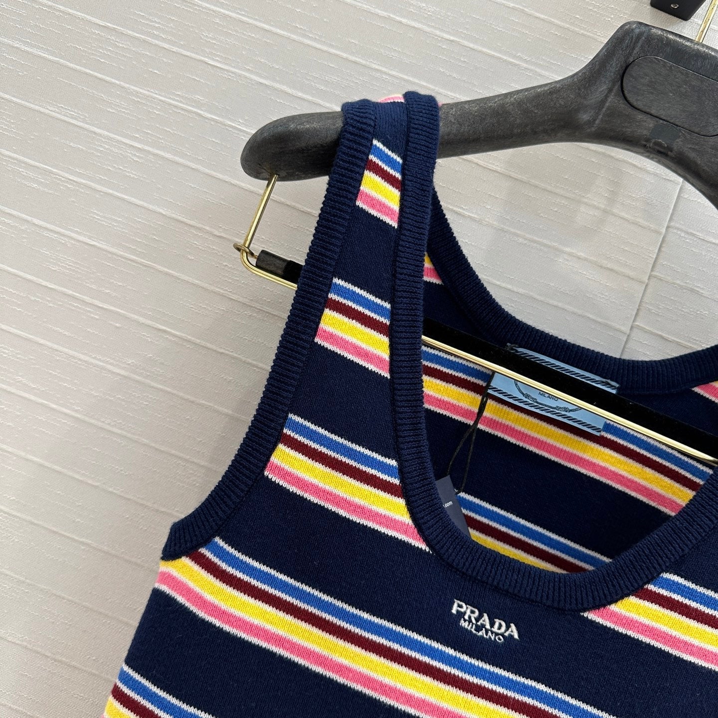 Prada 2025 Striped Vest Navy Blue mix colors Cotton