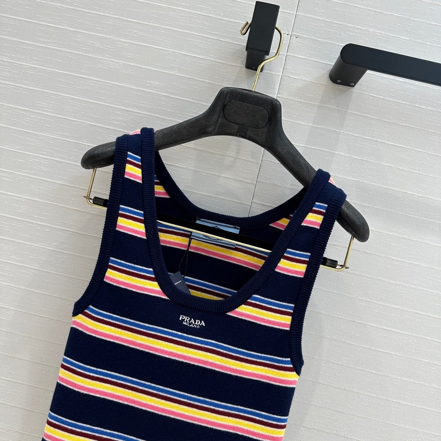 Prada 2025 Striped Vest Navy Blue mix colors Cotton