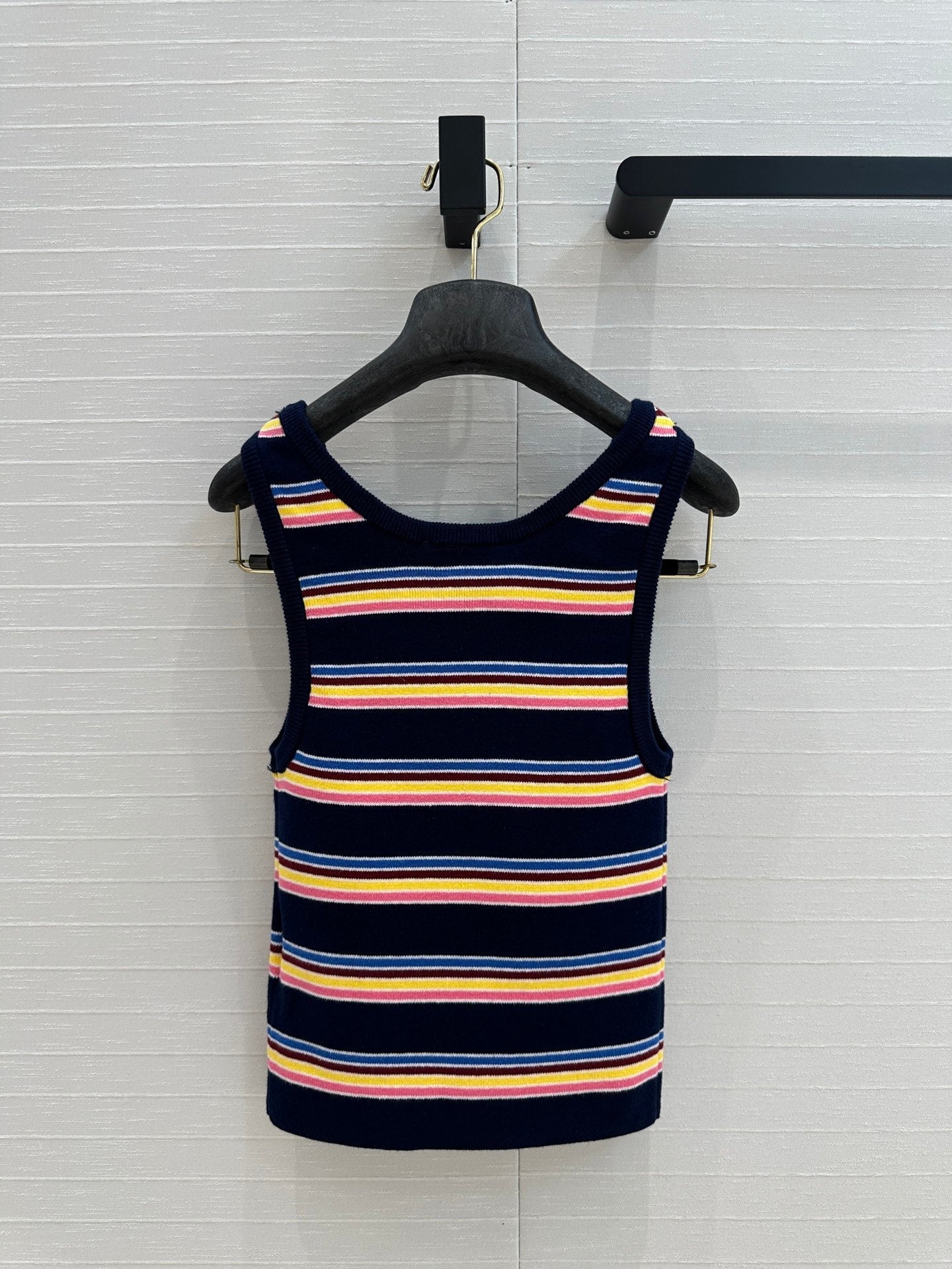 Prada 2025 Striped Vest Navy Blue mix colors Cotton