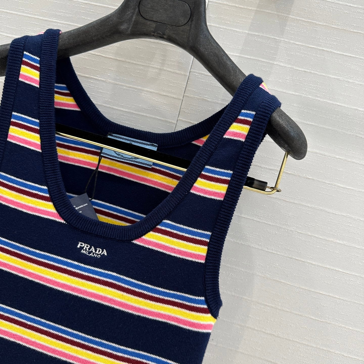 Prada 2025 Striped Vest Navy Blue mix colors Cotton