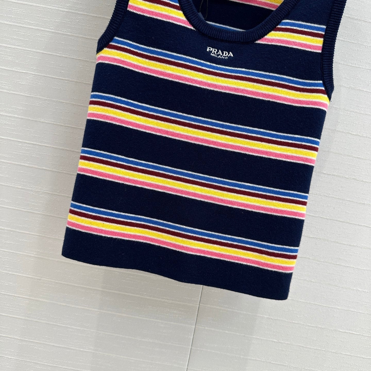 Prada 2025 Striped Vest Navy Blue mix colors Cotton