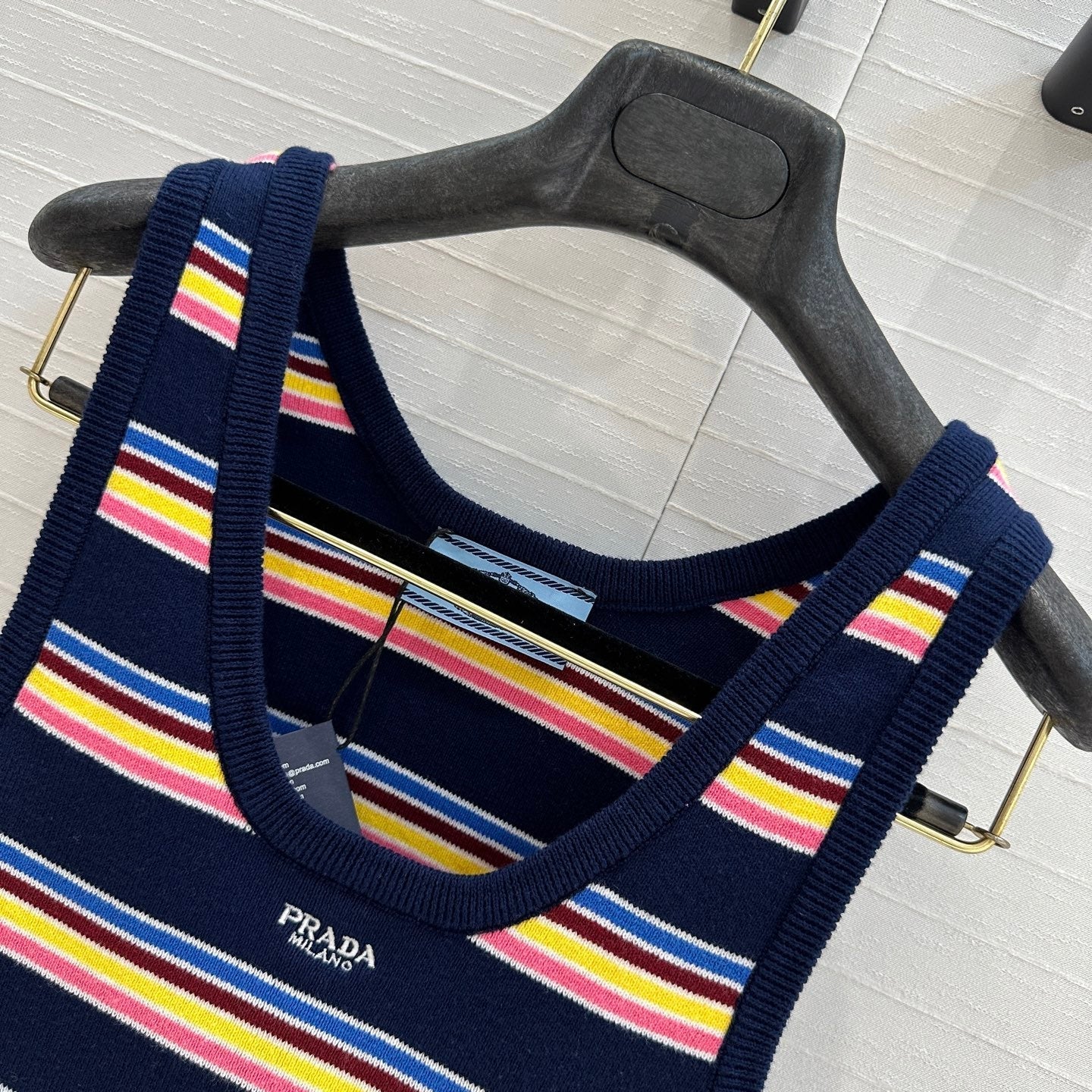 Prada 2025 Striped Vest Navy Blue mix colors Cotton