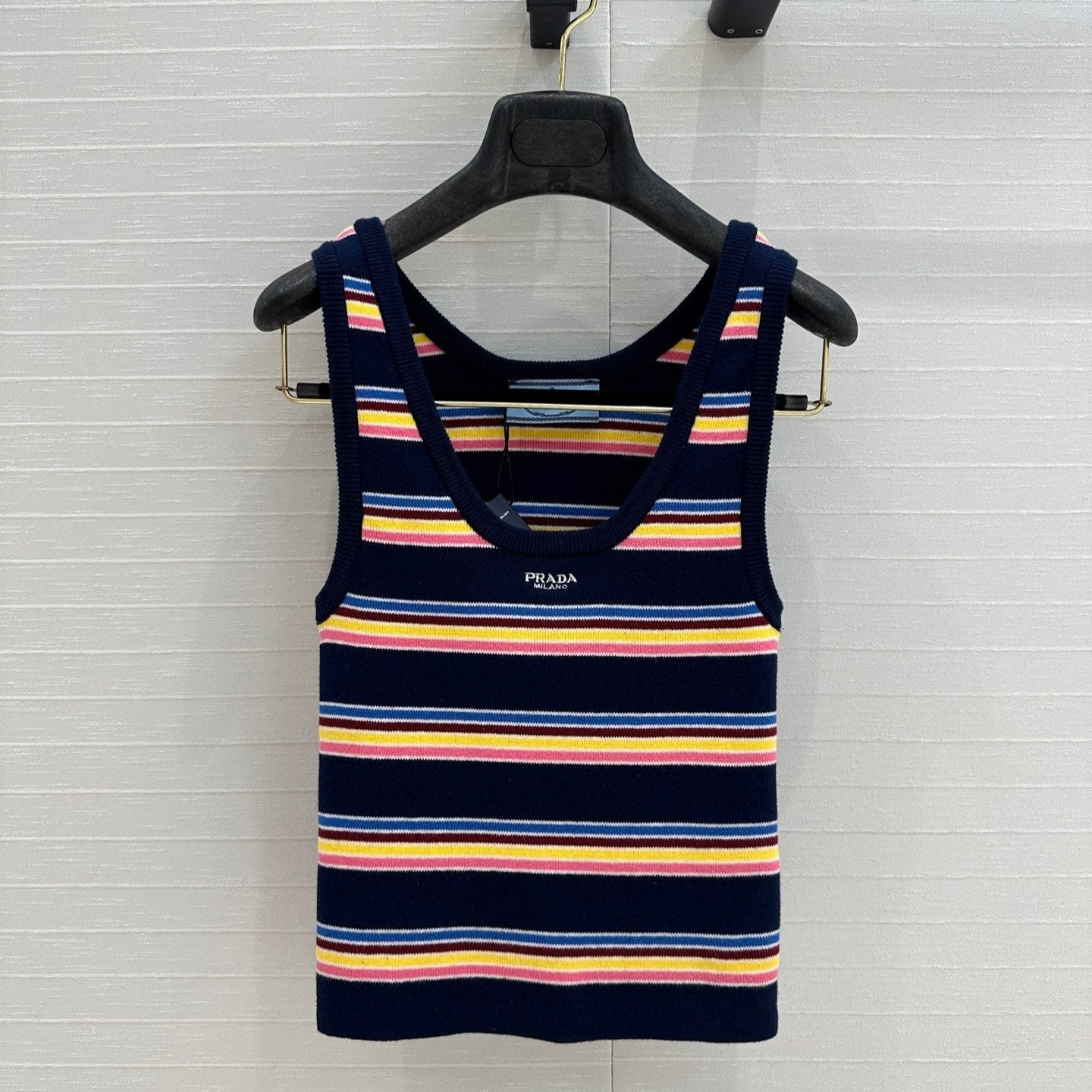 Prada 2025 Striped Vest Navy Blue mix colors Cotton