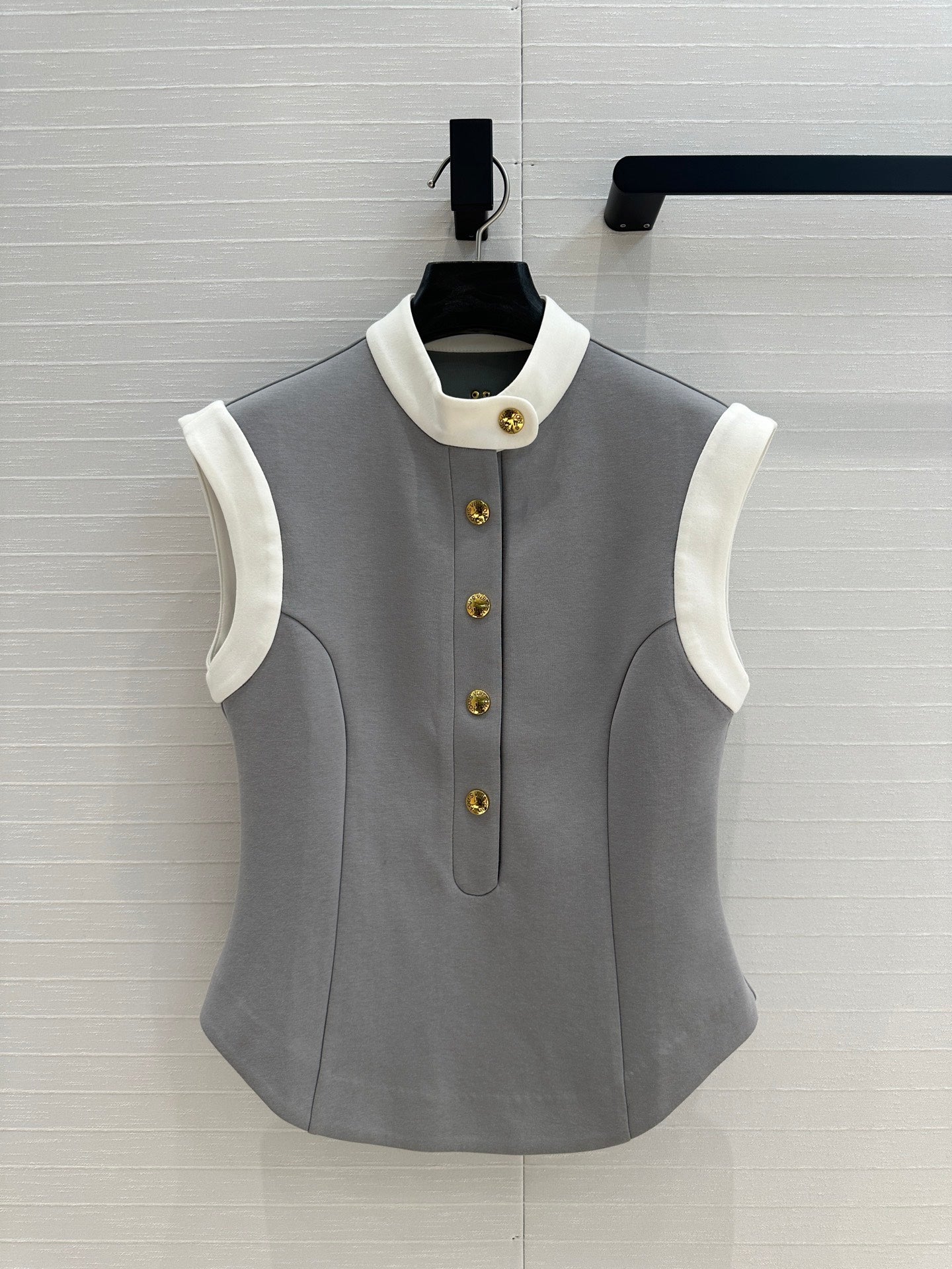 LV 25 Princess Seams Vest Grey Polyester Cotton