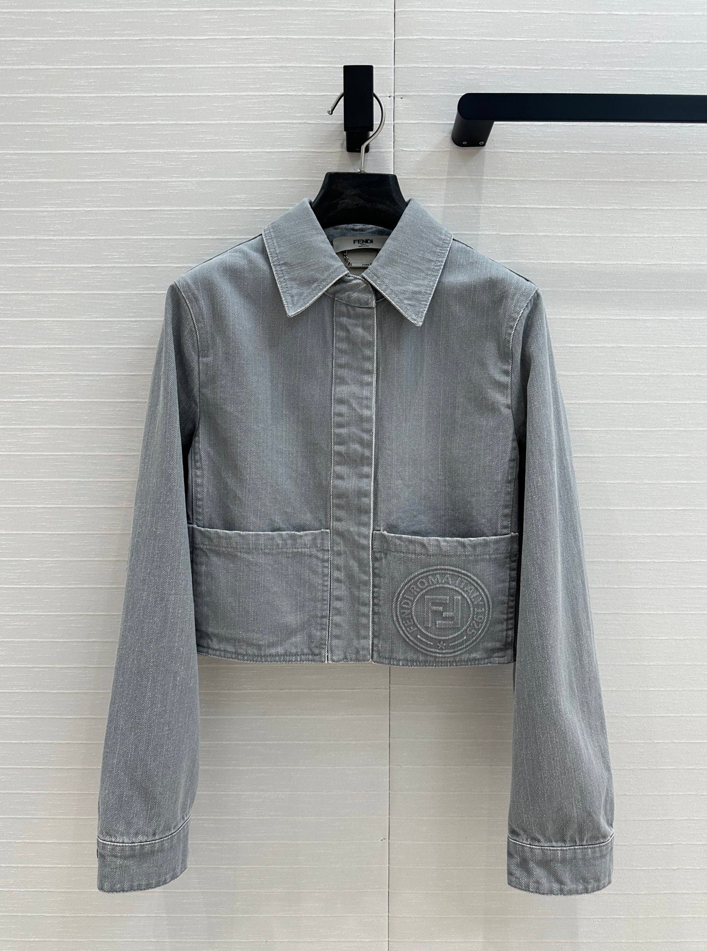 Fendi 25 Denim Jacket Gray Cotton