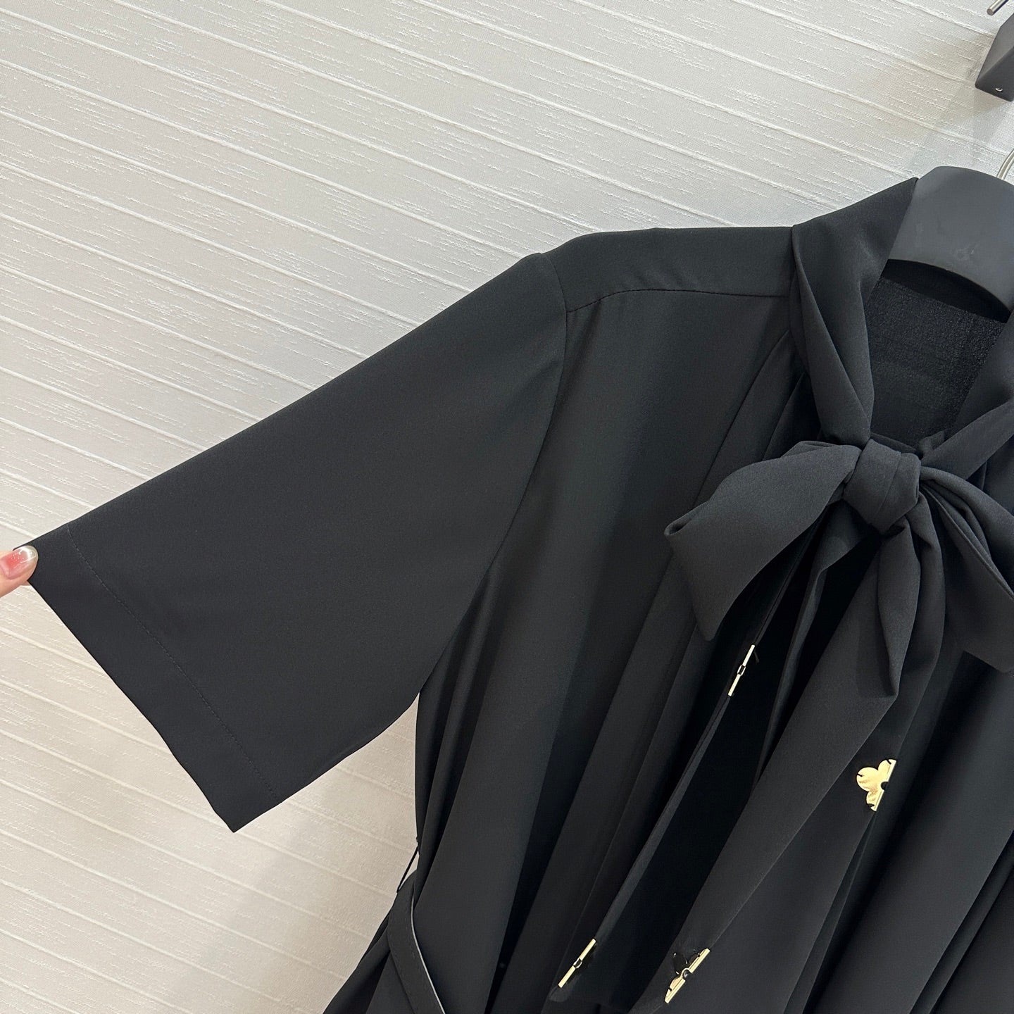 LV 25 Palace Style Short-Sleeved Dress Black Polyester