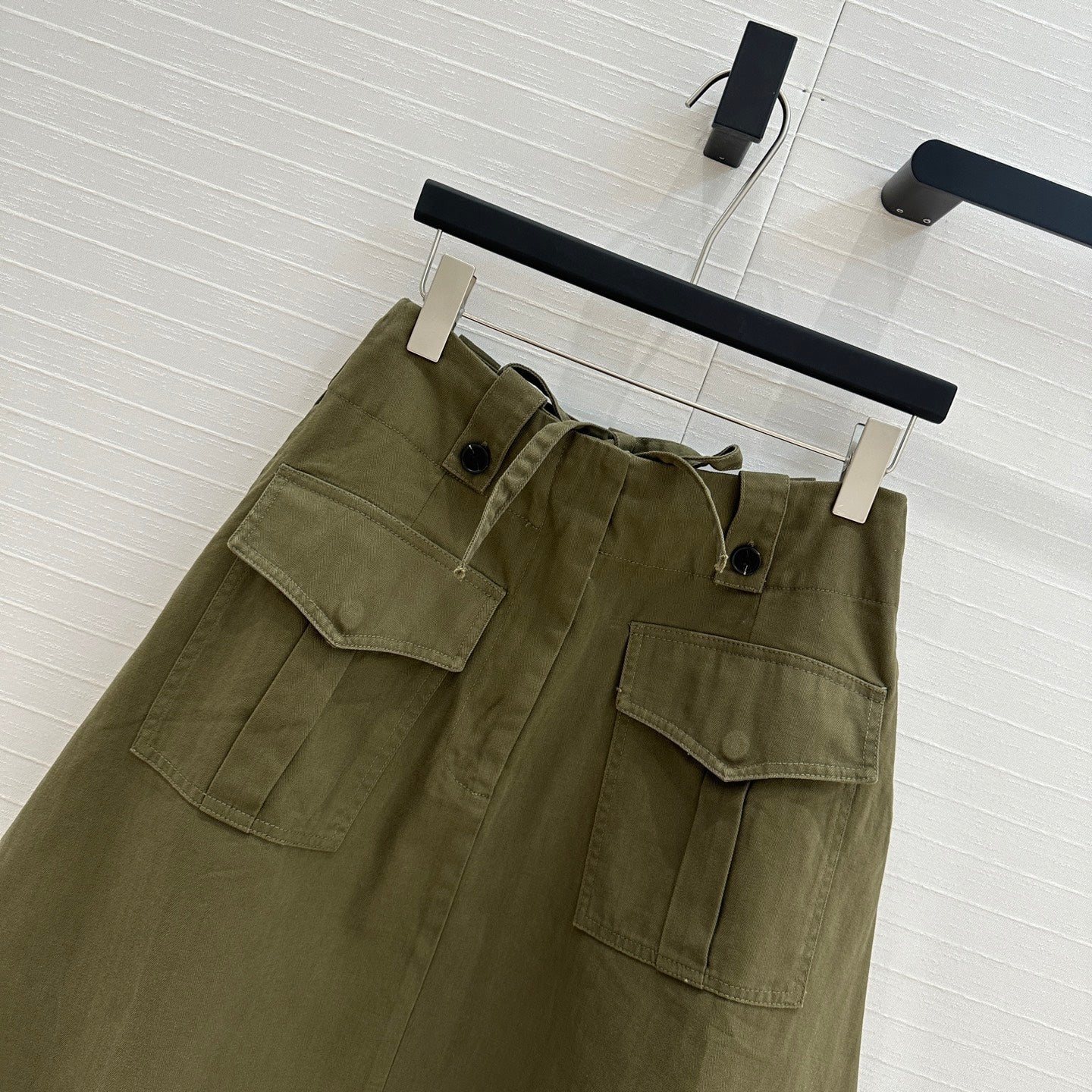 Prada A-line Skirt Khaki Green Cotton