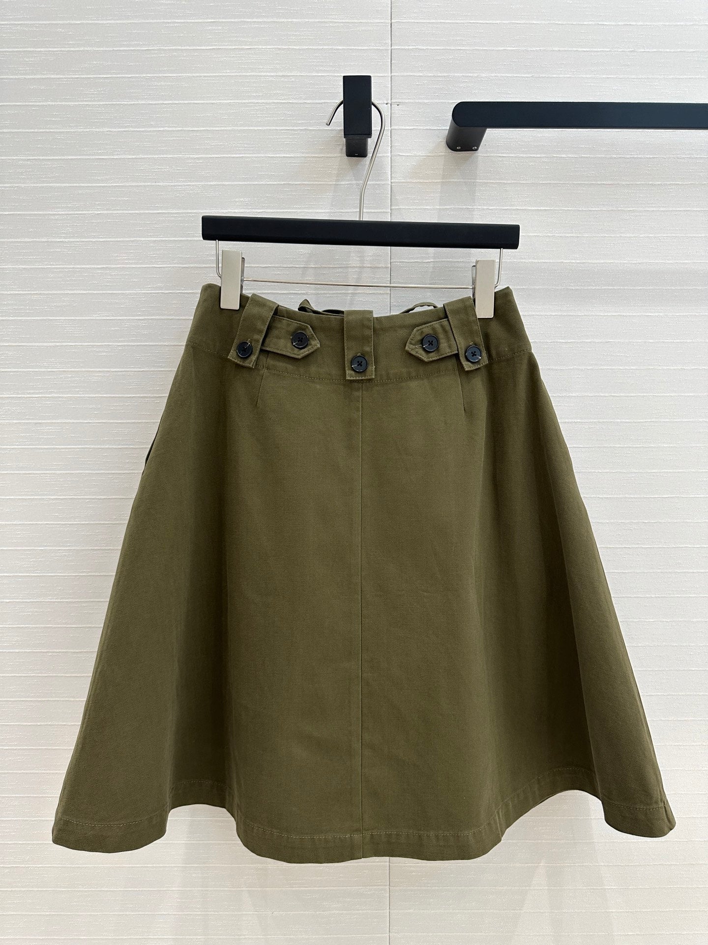 Prada A-line Skirt Khaki Green Cotton