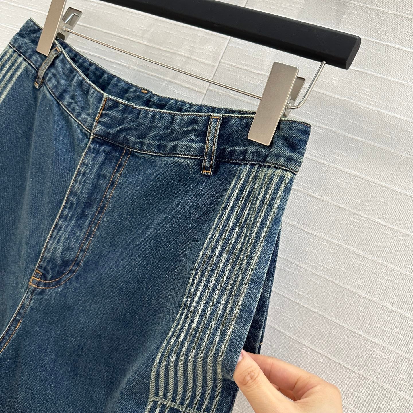 CD Stripe Straight Jeans Blue Cotton