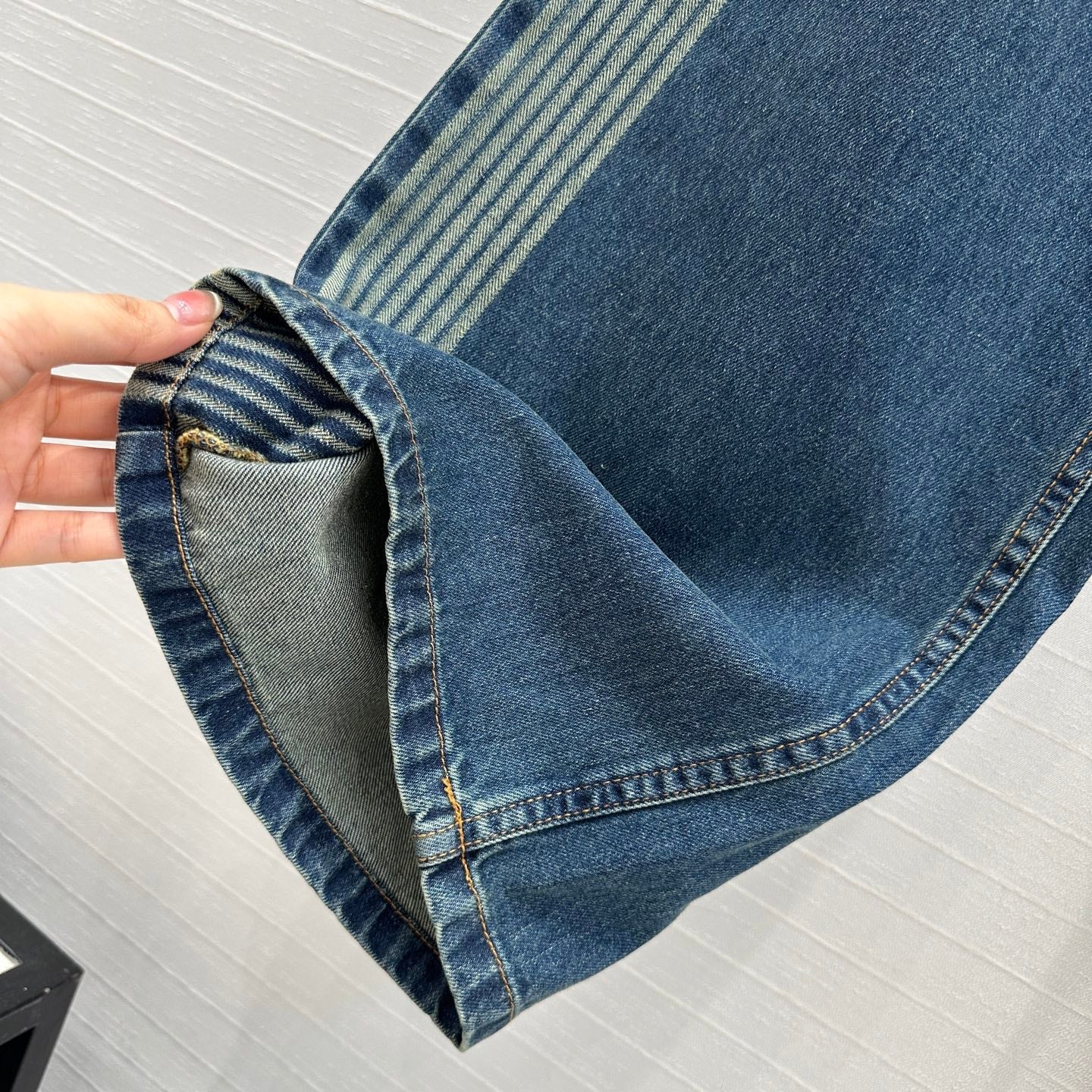 CD Stripe Straight Jeans Blue Cotton