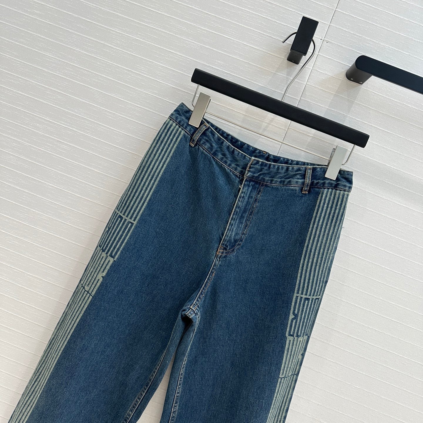 CD Stripe Straight Jeans Blue Cotton