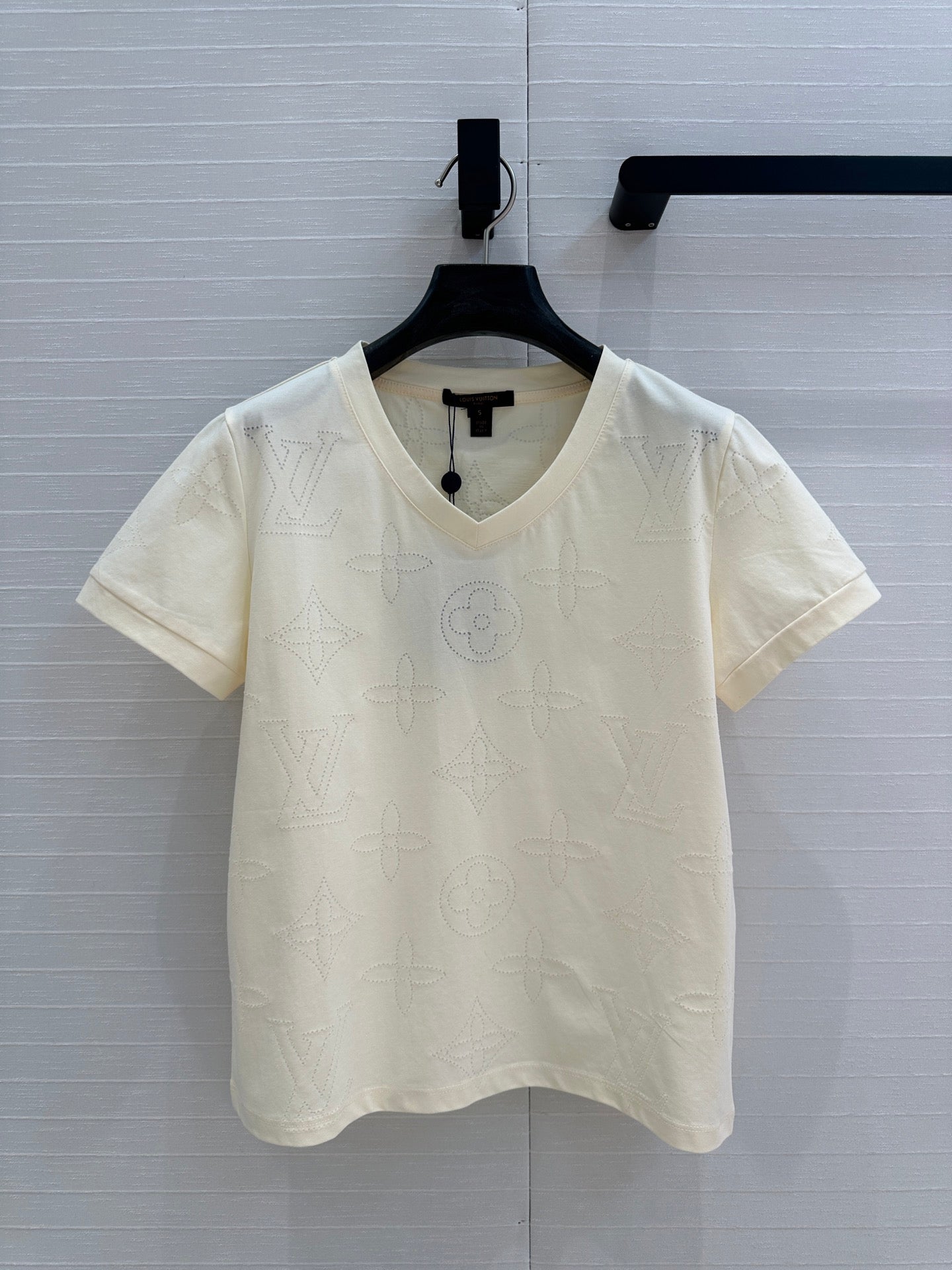 LV  Classic V-neck T-Shirt White Cotton