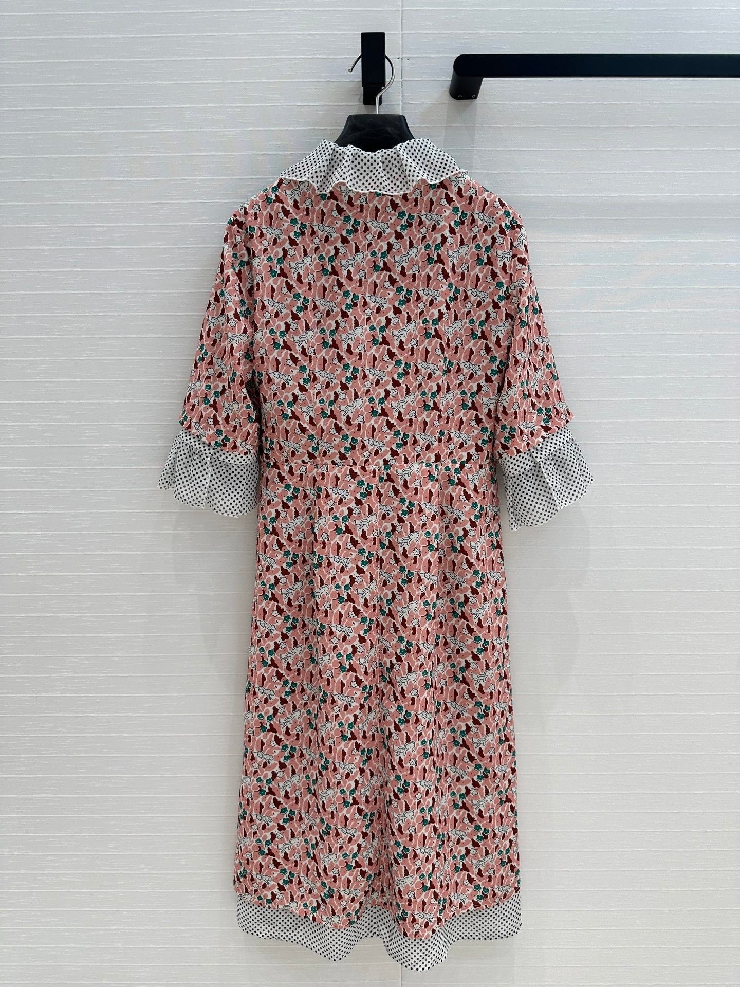 Prada Lace Half-sleeved Dress Pink mix colors Polyester