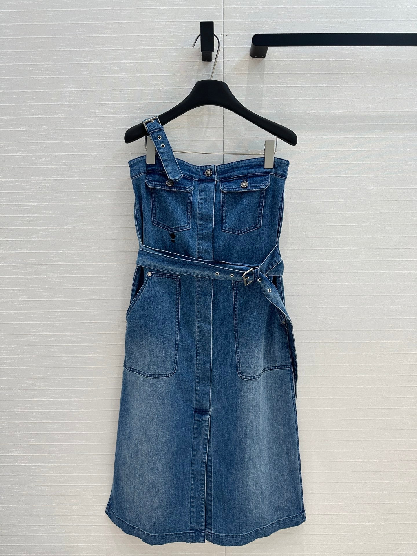 CD 25 Suspender Tube Top Denim Skirt Blue Cotton