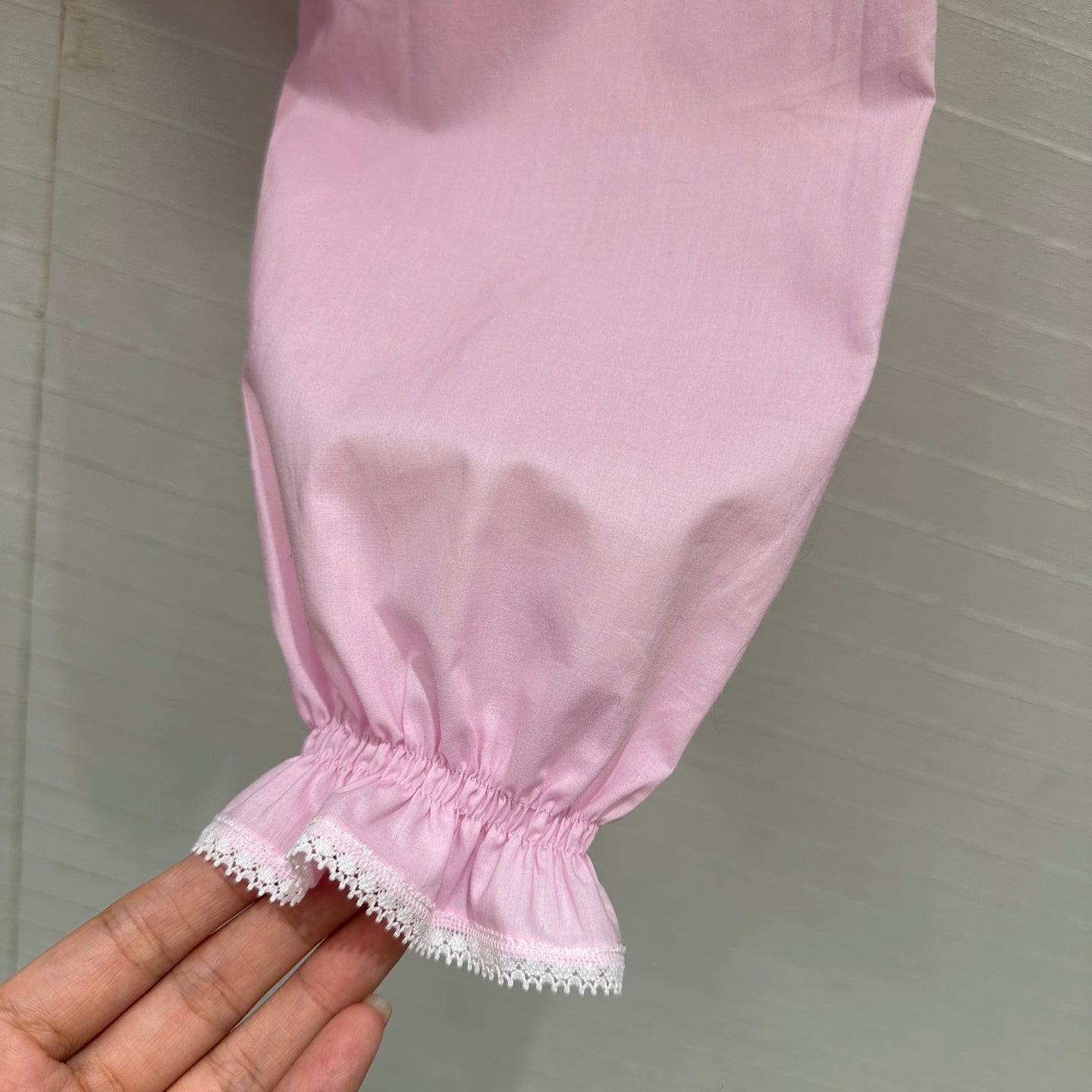 Prada 25 Lace Sleeve Shirt Pink Cotton