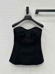 Prada 25 Cat Ear Tube Top Vest Black Cotton