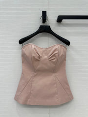 Prada 25 Cat Ear Tube Top Vest Pink Cotton