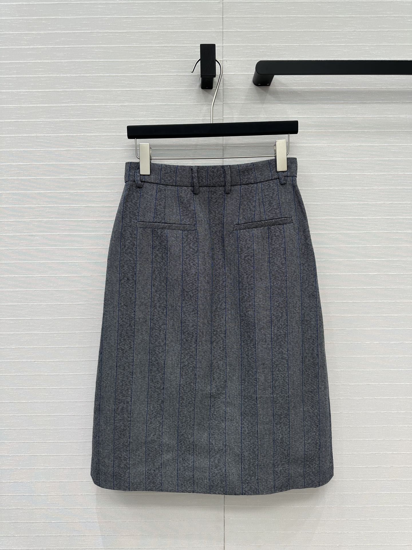 Prada Striped Suit Mid-length Skirt Grey Wool Cotton Polyester