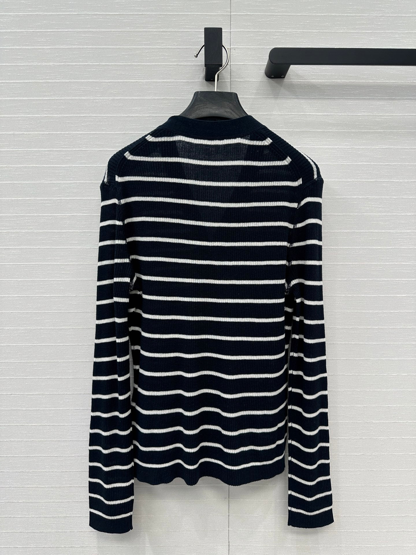 CD 25 Striped Cardigan Black mix White Linen Cashmere