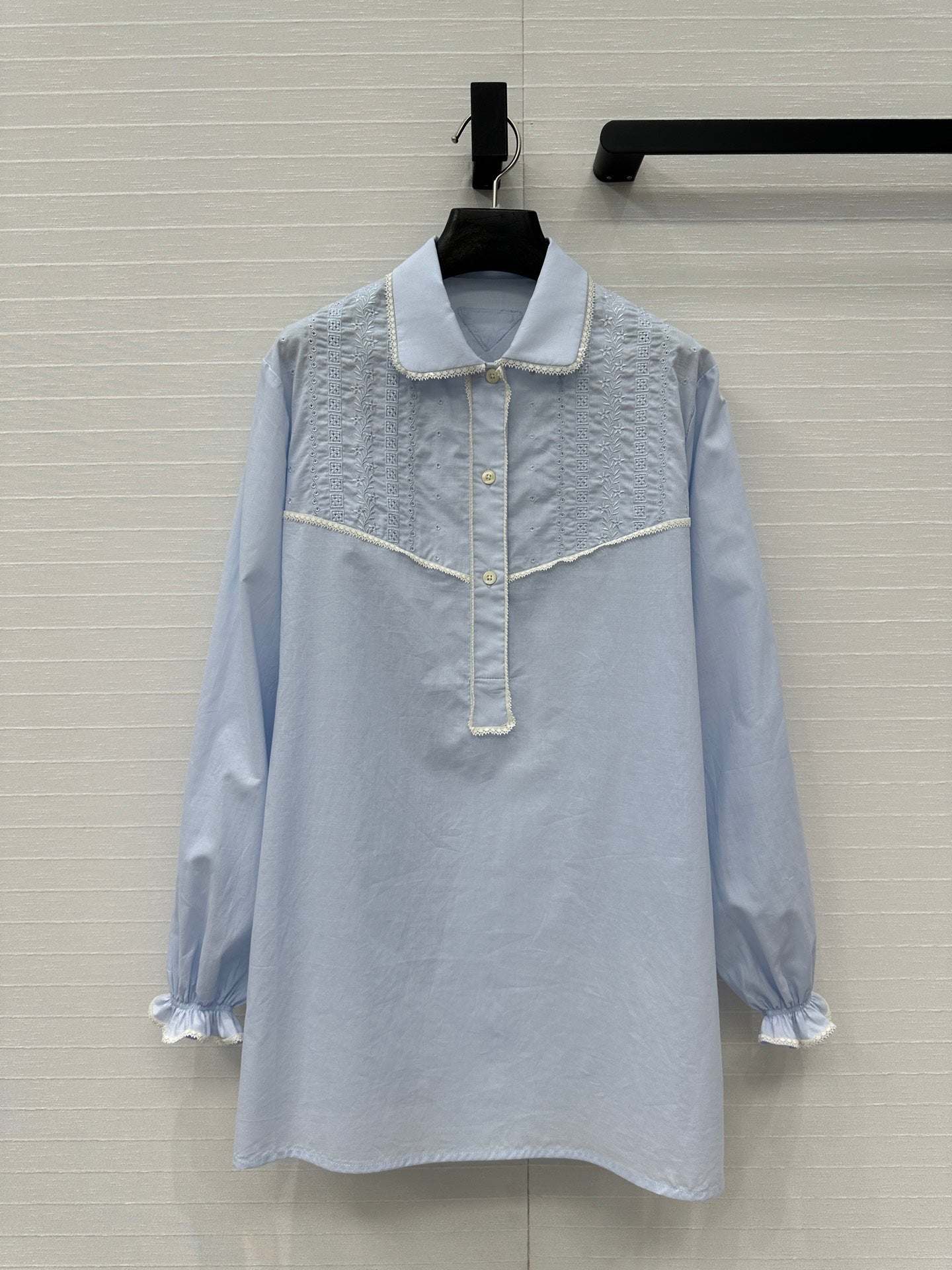 Prada 25 Long Shirt Blue Cotton