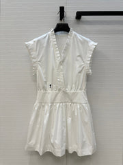 CD 25 Ruffle Sleeve Dress White Cotton