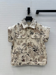 CD 25 Printed Denim Vest Cotton