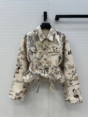 CD 25 Printed Denim Short Jacket Cotton
