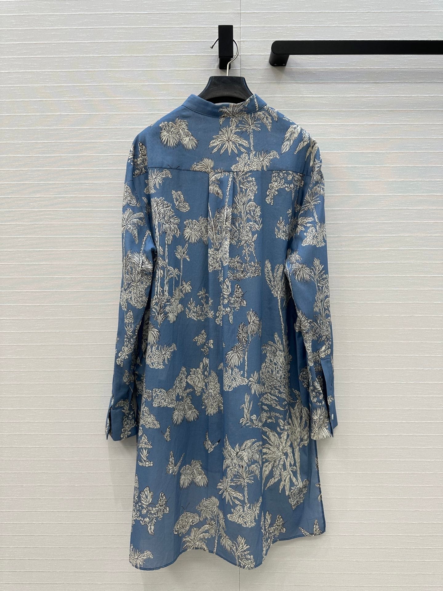 CD 25 Pleated Flared Forest Shirt Blue White Cotton