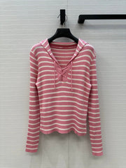 CD Navy Style Collared Sweater Pink Wool