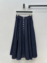 CD 25 Denim Long Skirt Blue Cotton