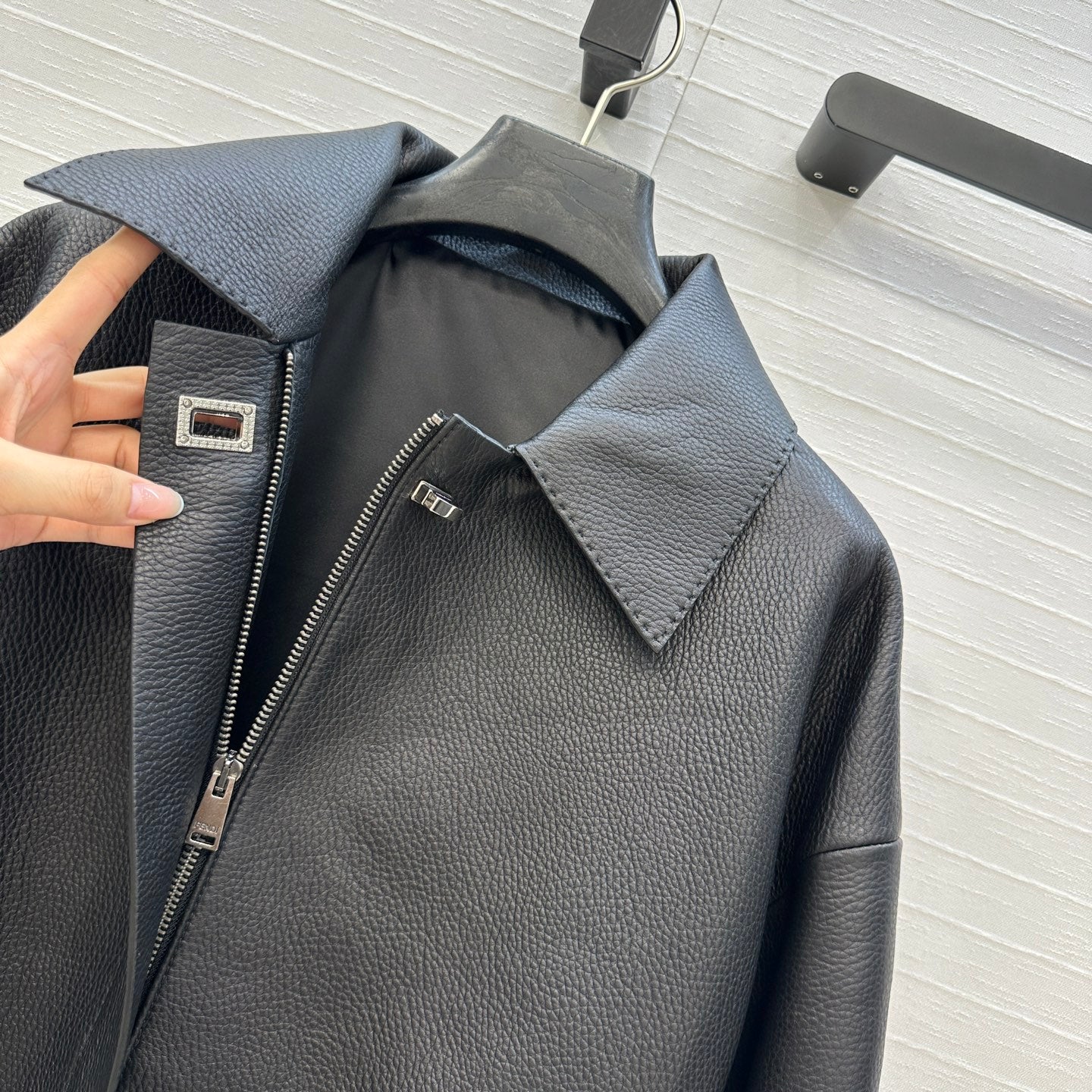 Fendi 25 Leather Jacket Black 0021