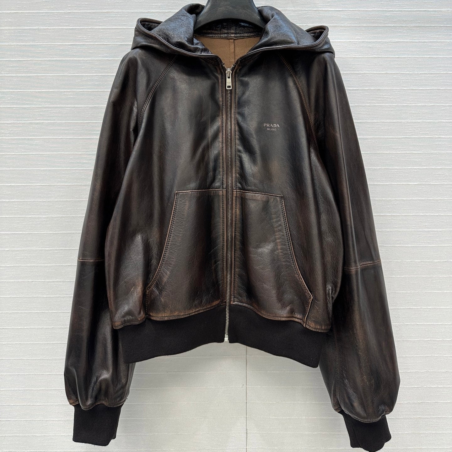 Prada 2025 Leather Jacket Brown Earth