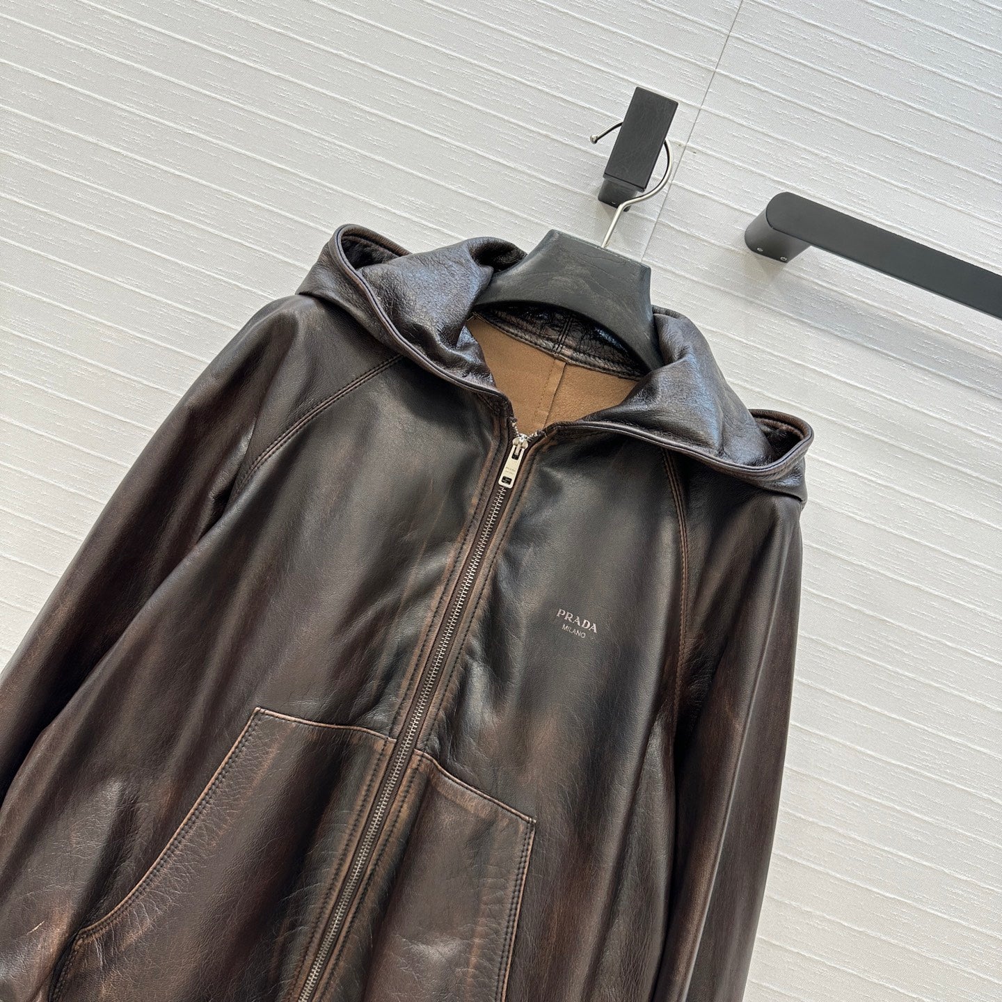 Prada 2025 Leather Jacket Brown Earth