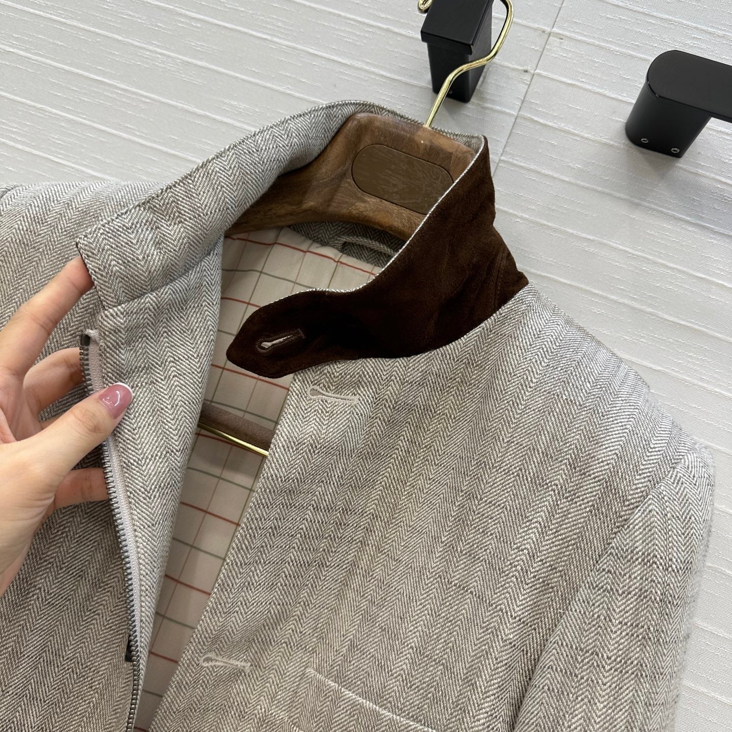 LP 25 Jacket Gray mix Brown Tencel Linen Cotton 310159