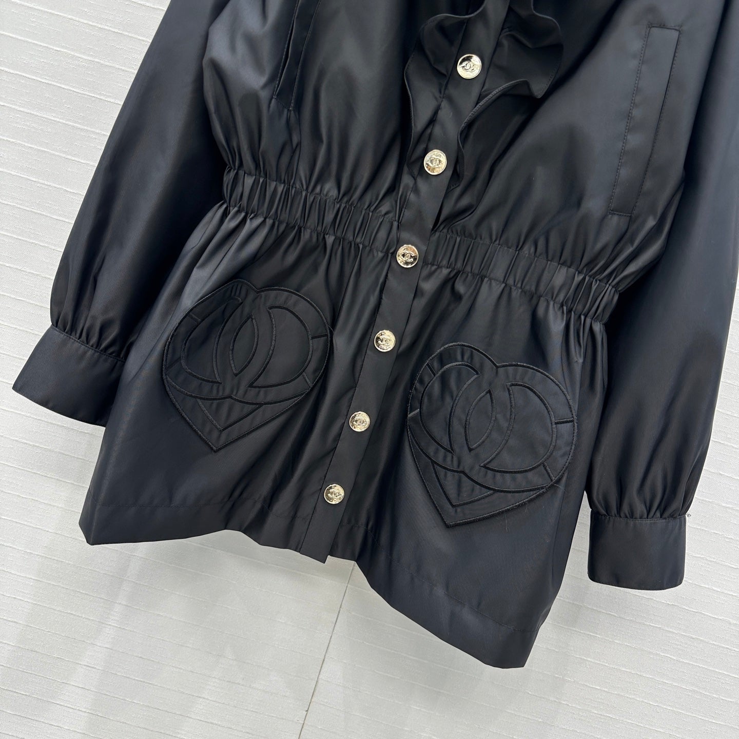 Chanel 2025 Jacket With Ruffled Trim Black Polyester 318670