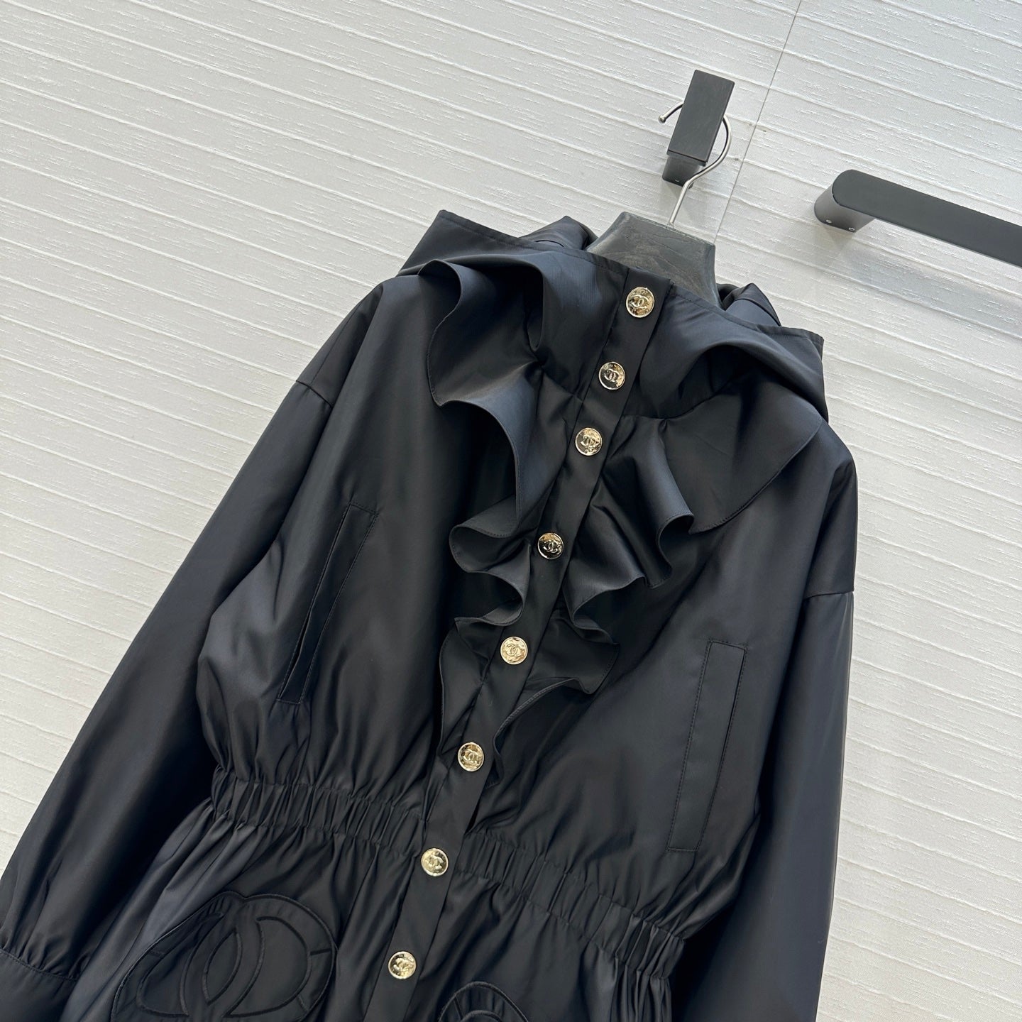 Chanel 2025 Jacket With Ruffled Trim Black Polyester 318670