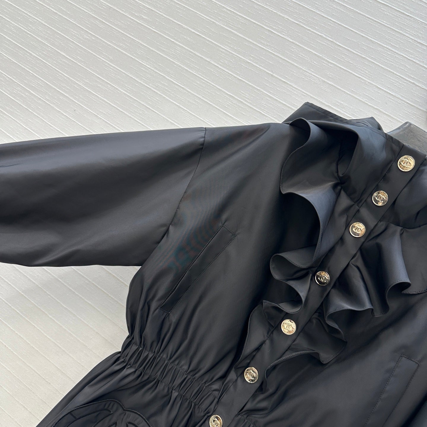 Chanel 2025 Jacket With Ruffled Trim Black Polyester 318670