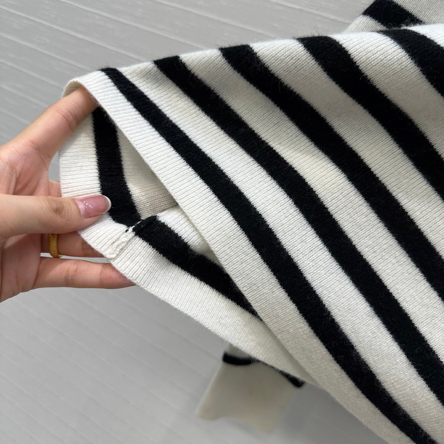Celine 2025 Striped Sweater White Black Cashmere 318640
