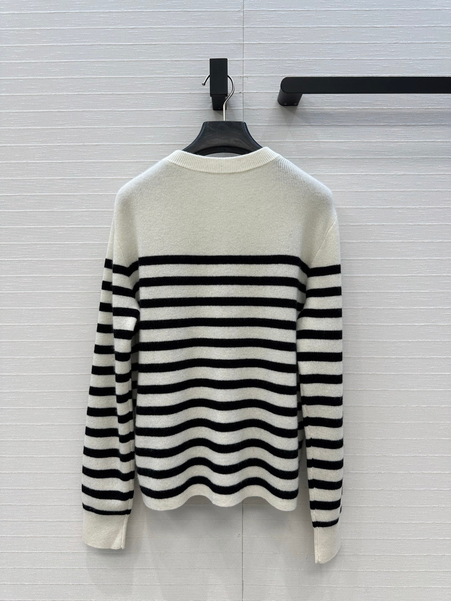 Celine 2025 Striped Sweater White Black Cashmere 318640