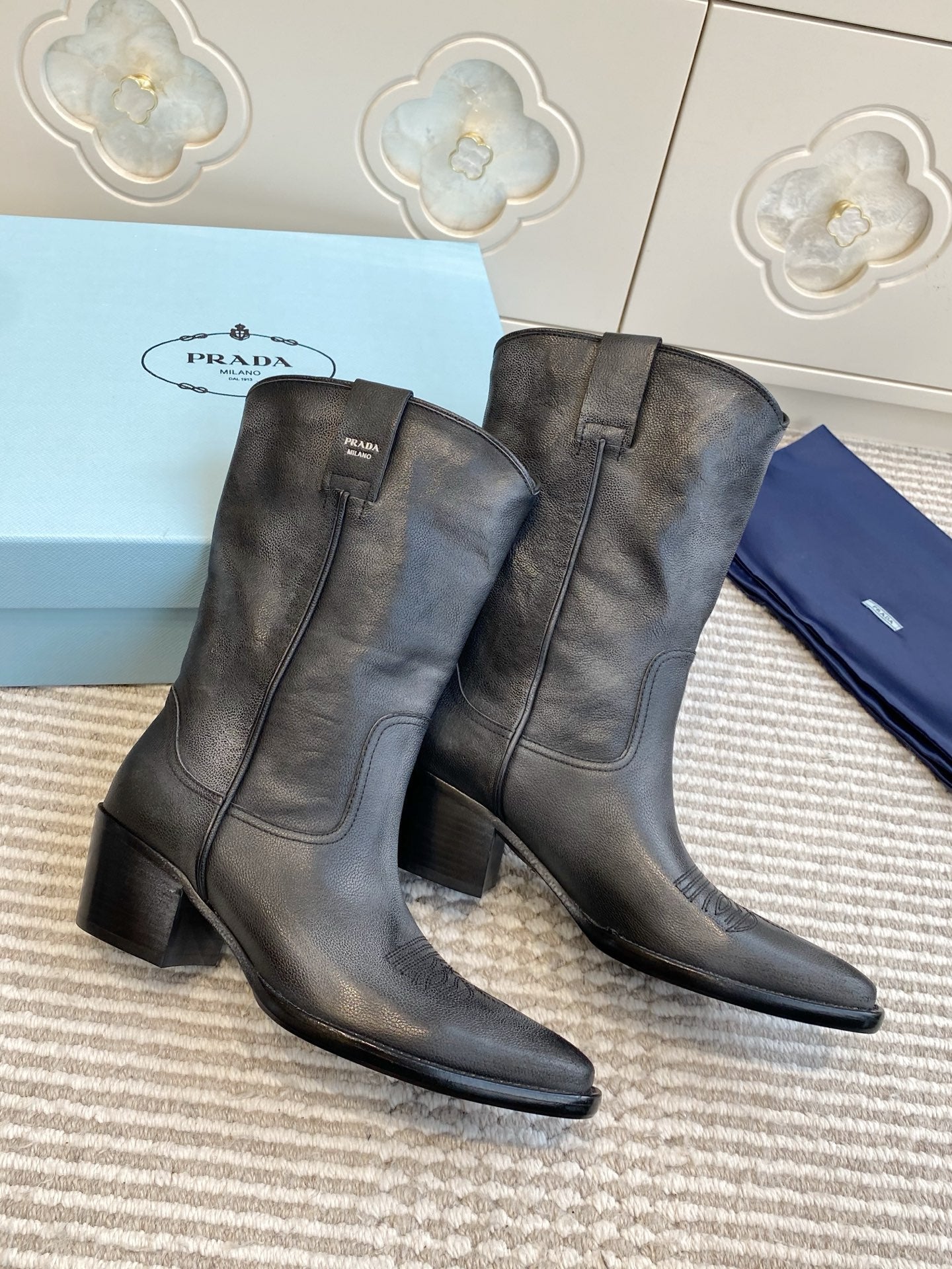 Prada 25 Boot Black Cowhide 501415