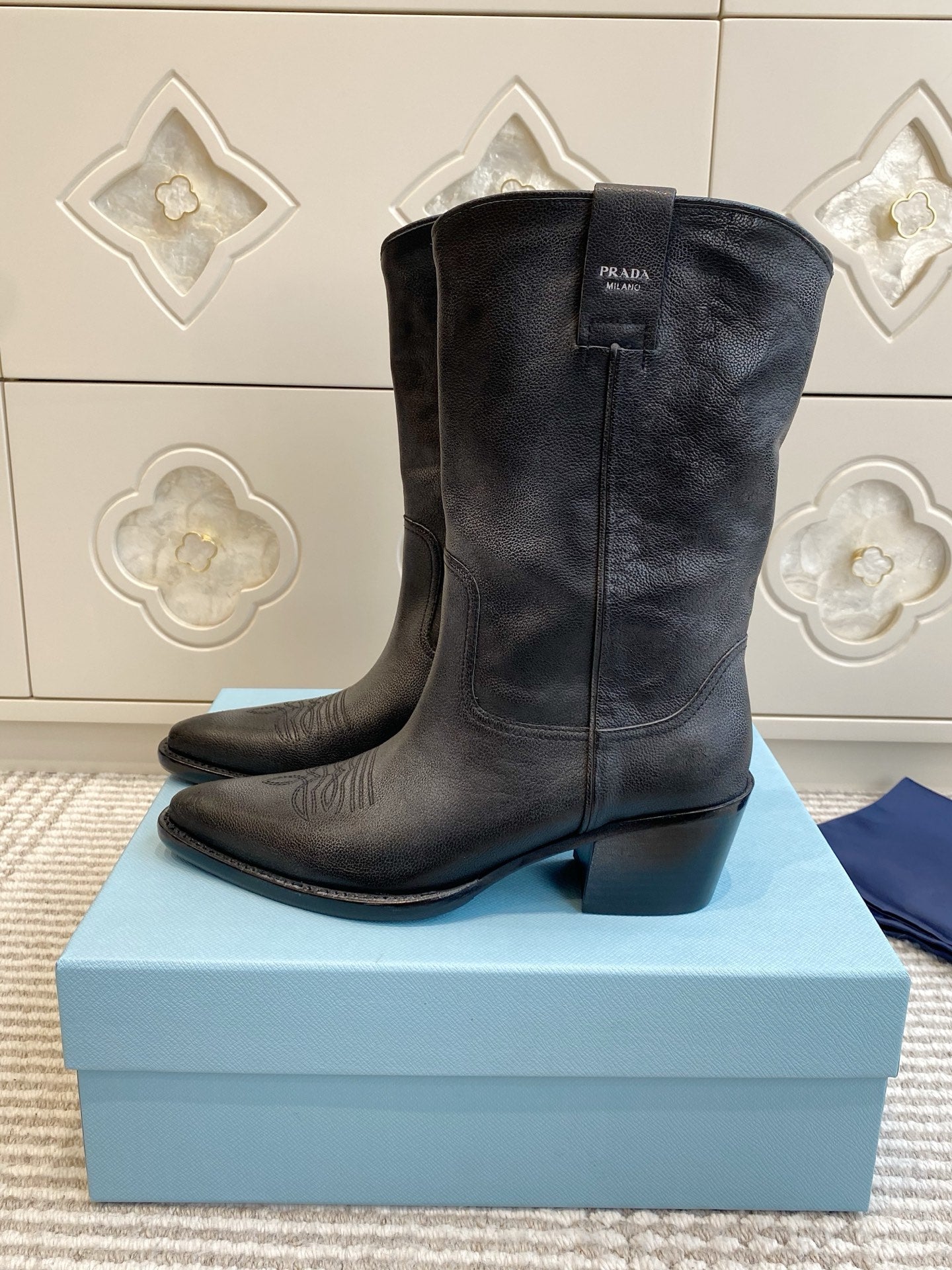 Prada 25 Boot Black Cowhide 501415