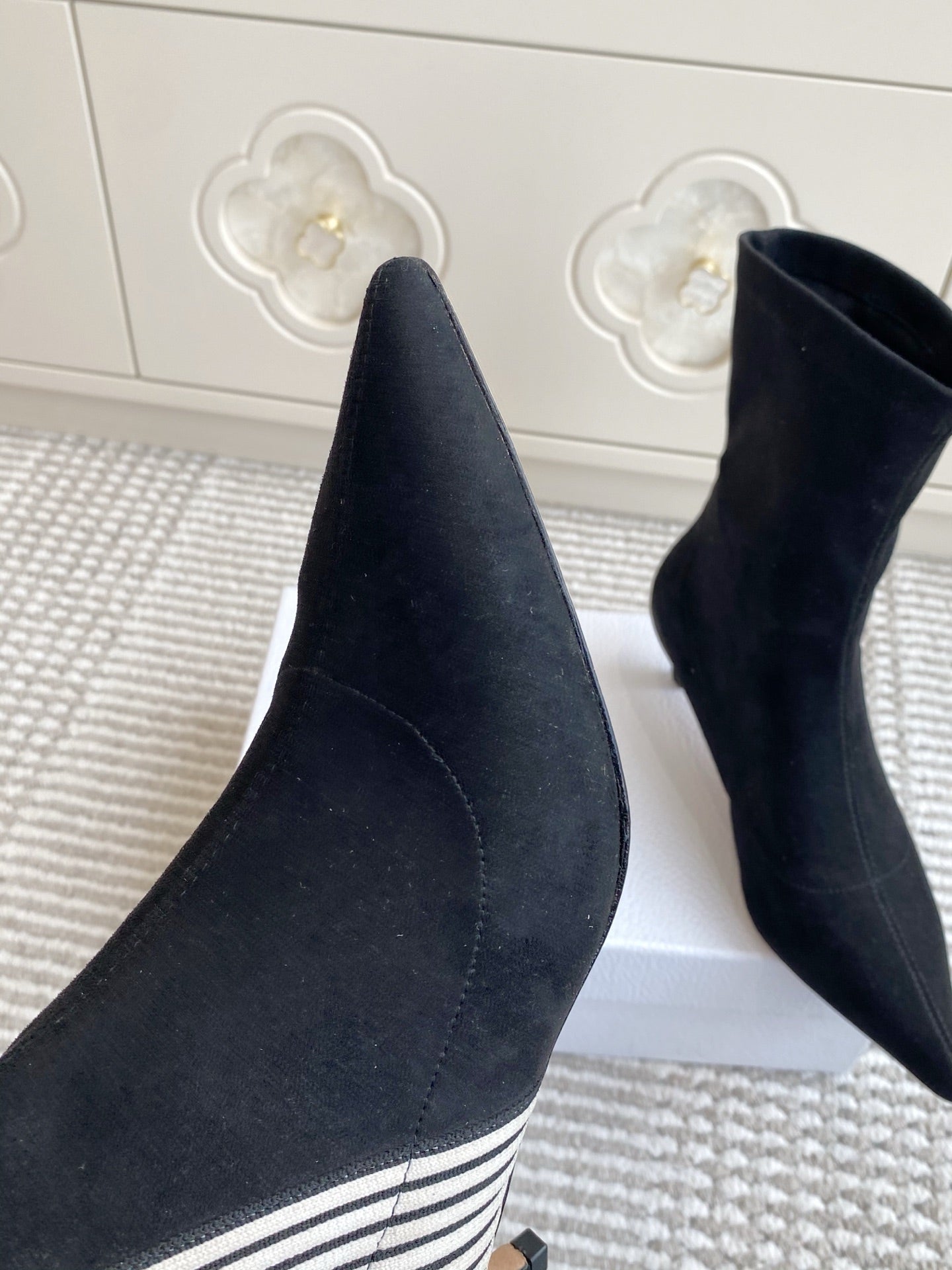 Dior 2025 Tribales Heeled Ankle Boot 50mm Black mix White Suede 501189