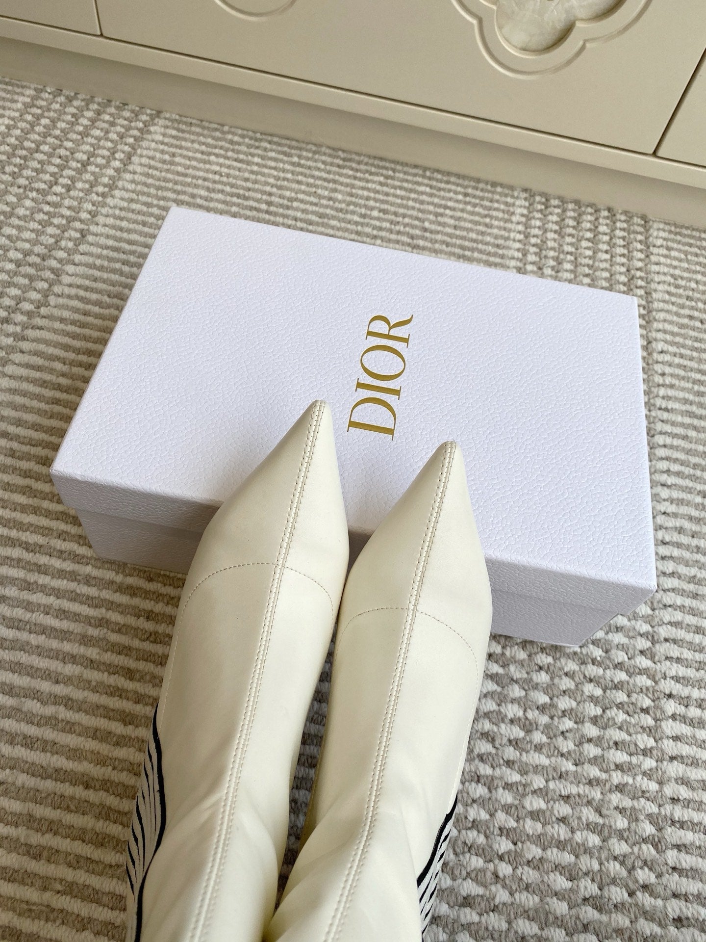 Dior 2025 Tribales Heeled Ankle Boot 80mm White Lambskin 501193