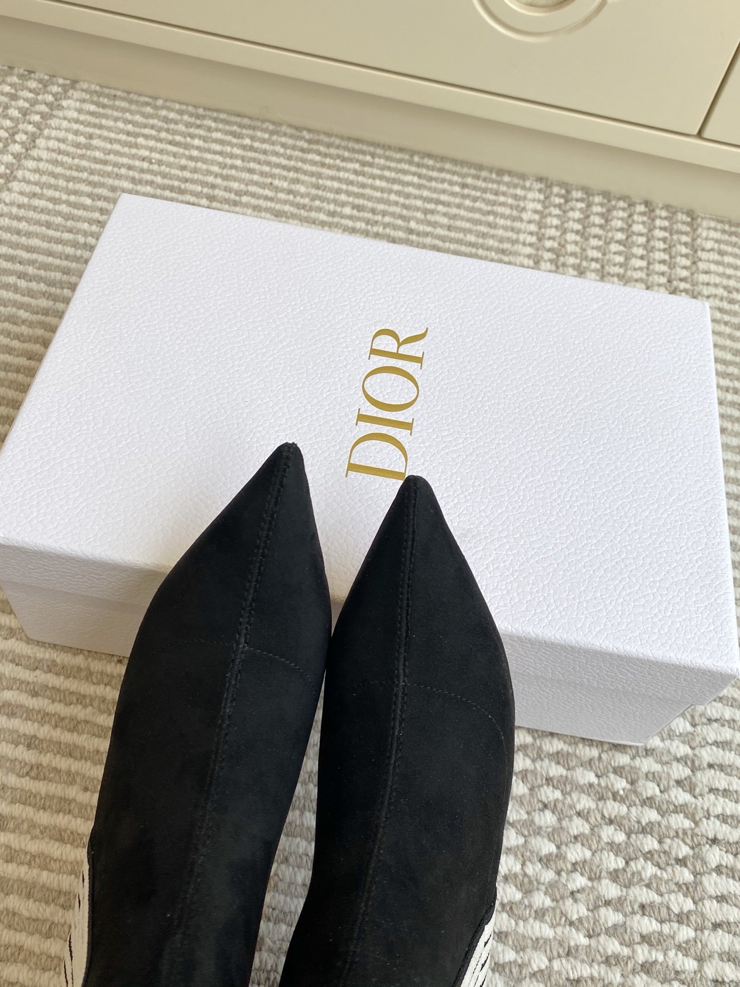 Dior 2025 Tribales Heeled Ankle Boot 80mm Black White Suede 501194